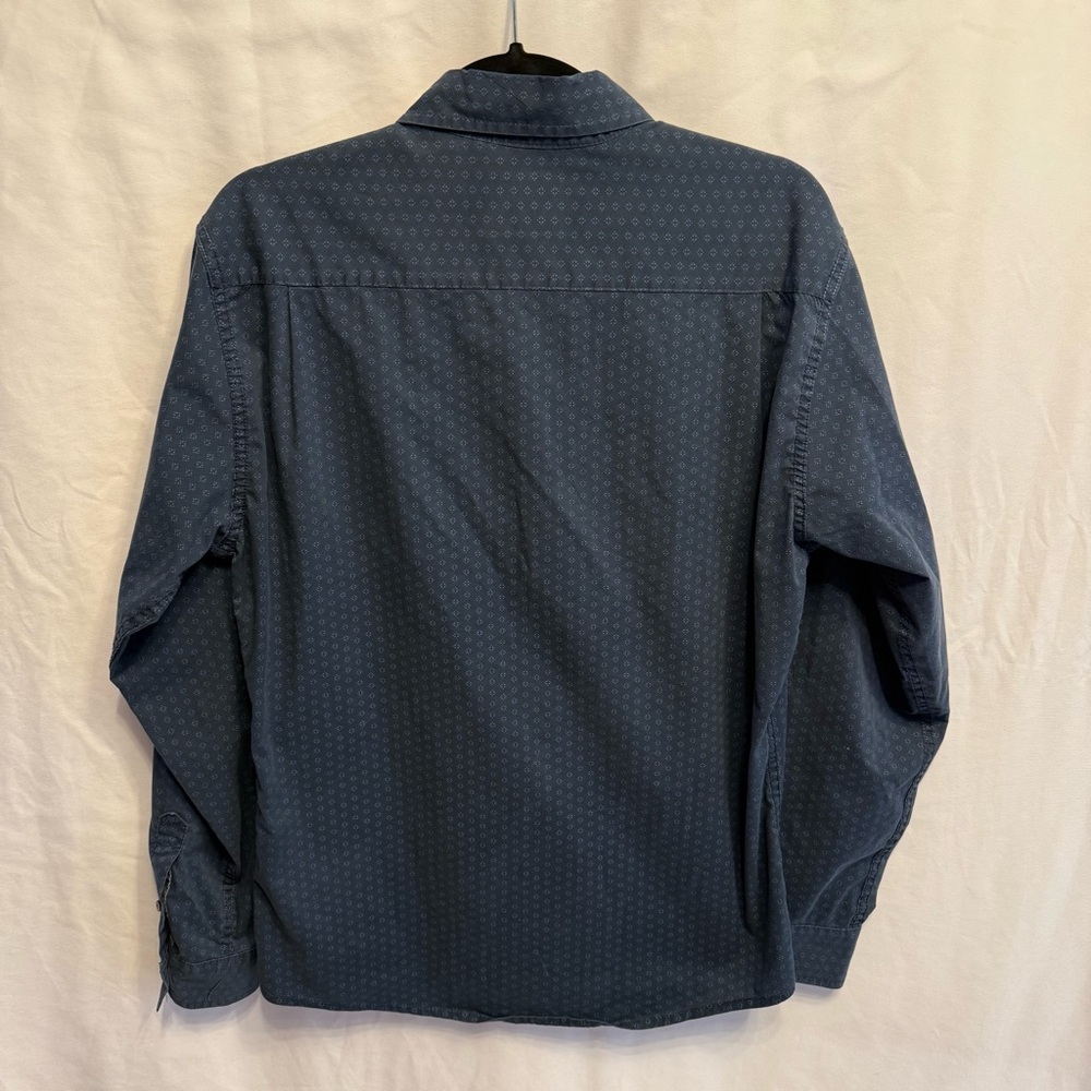 Wrangler Flex for Comfort Cotton M Long Sleeve Button Front Shirt Microprint - Picture 6 of 13